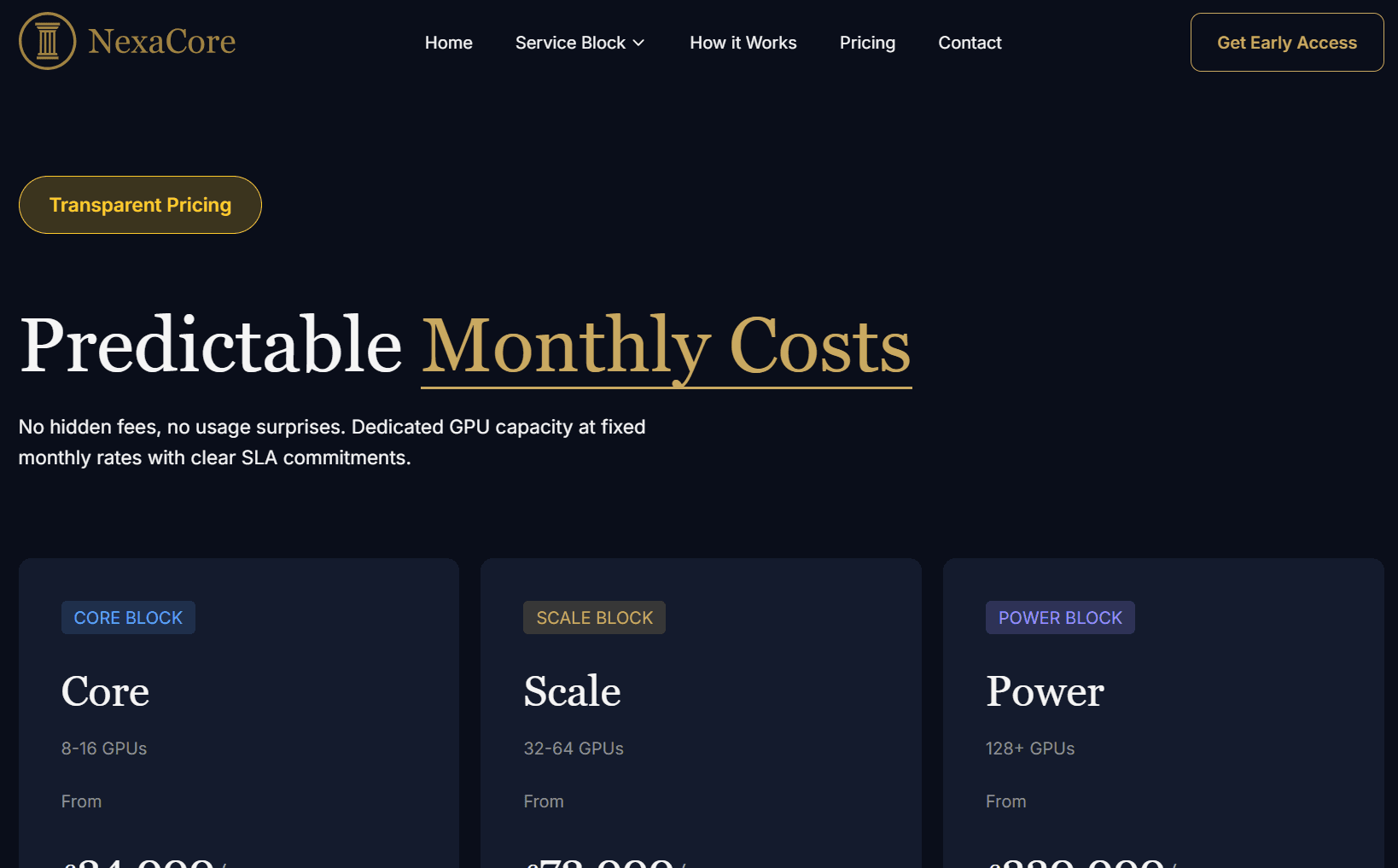 Predictable Tier-Based Pricing & GPU Allocation